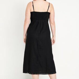 Linen-Blend Cami Midi Dress Black/ Old Navy